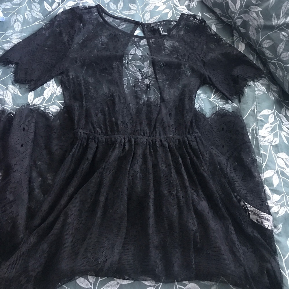 Black lace dress.
